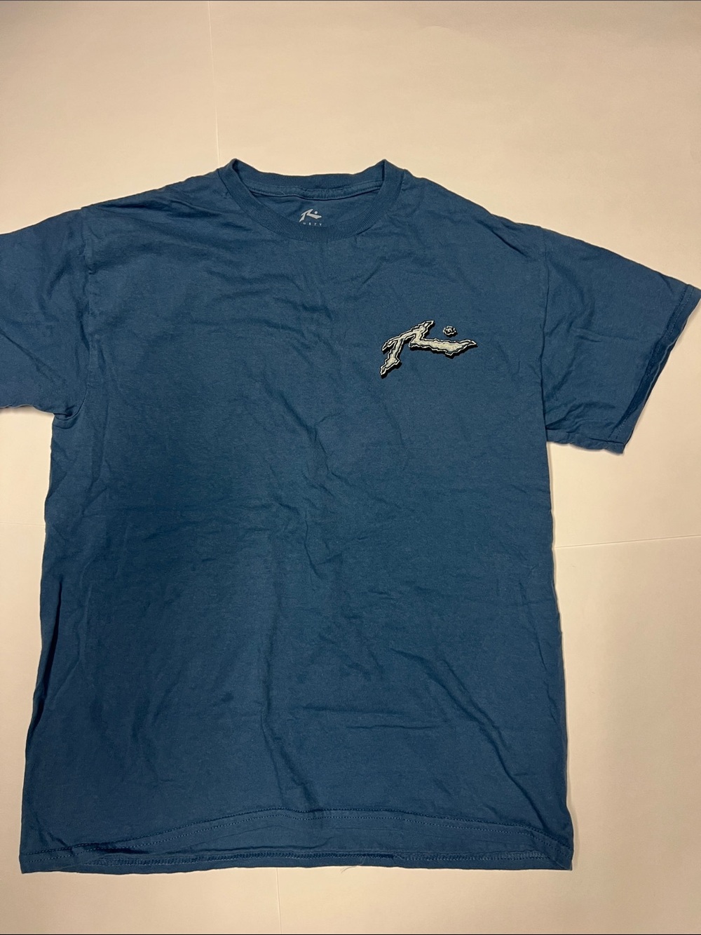 Men's Rusty Short Sleeve Teal Crewneck Logo Tee